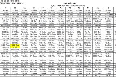 Thời khoá biểu thực hiện từ 30/03/2026